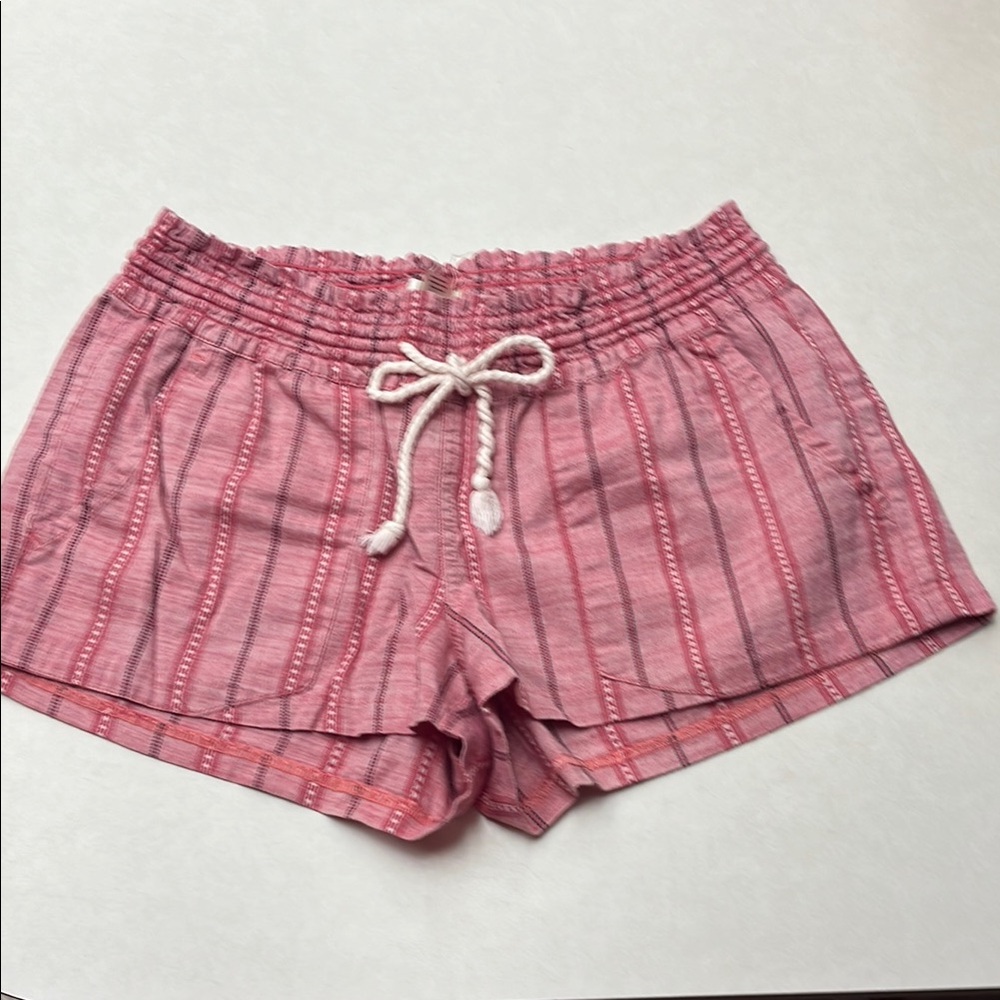 Roxy Pink Oceanside Shorts with Elastic Waistband and Drawstring